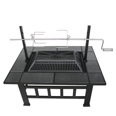 wood burning bbq grill dining  fire pit table