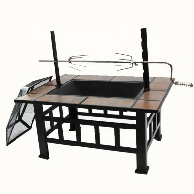 patio outdoor multi-function table fire pitgrill with fire pit