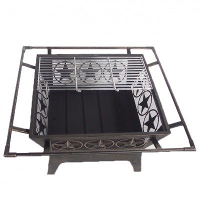 fire pit with grilling grate brazier outdoor fireplace lit